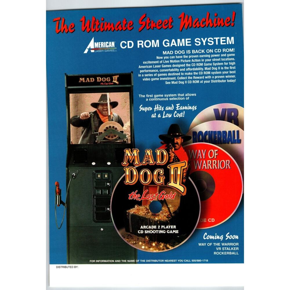 Mad Dog II The Lost Gold Arcade Game Flyer Original Video Laser Shooter Artwork